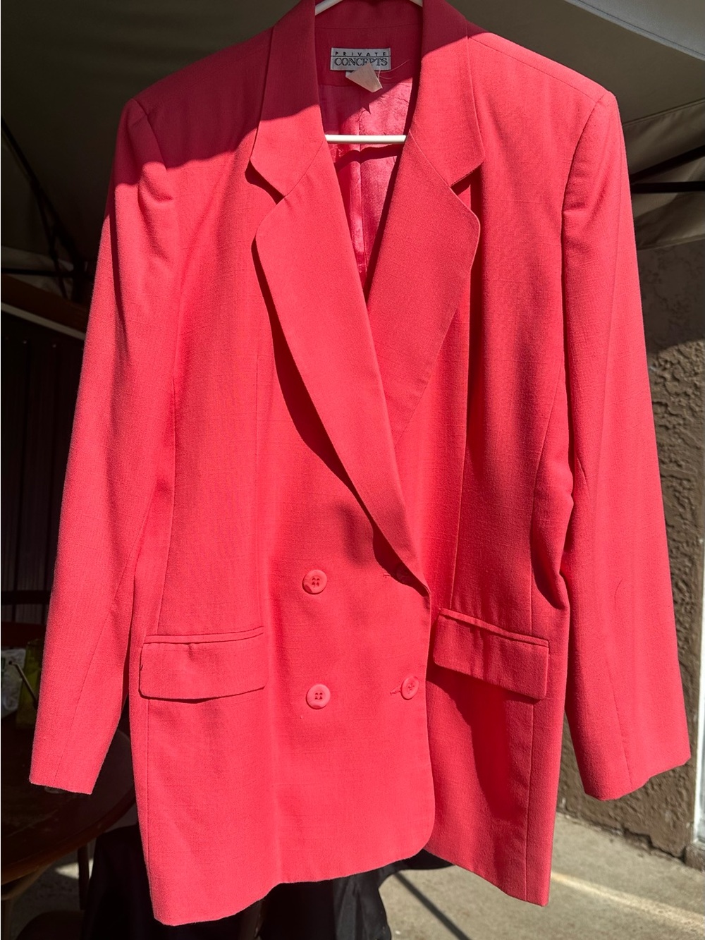Double-Breasted Women's Blazer - Coral Red